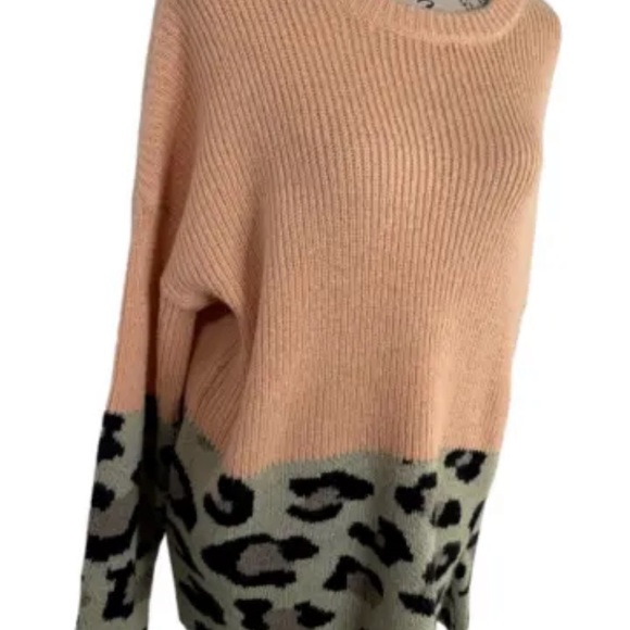 Blue B Collection Crew Neck Leopard Sweater Oversized Wool Blend Women's M/L - Picture 5 of 12